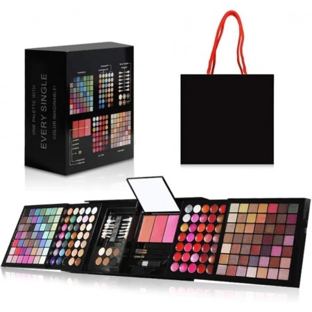 177 色 Hotrose 全粉色眼影盘腮红唇彩遮瑕套装 美容化妆套装，全效彩妆套装（带镜子、涂抹器）